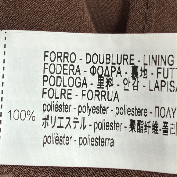 NWT. Zara Brown/Cream Printed Satin Effect Midi Dress with Ruffles. Size XXL. - Picture 10 of 12